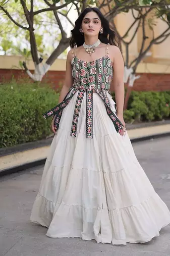 women cotton navratri lehenga choli with gota patti & lace work set -full stitched free size