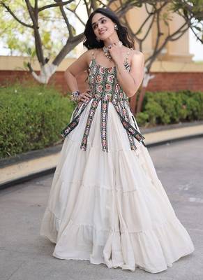 women cotton navratri lehenga choli with gota patti & lace work set -full stitched free size 3