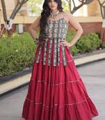 women cotton navratri lehenga choli with gota patti & lace work set for women-full stitched free size