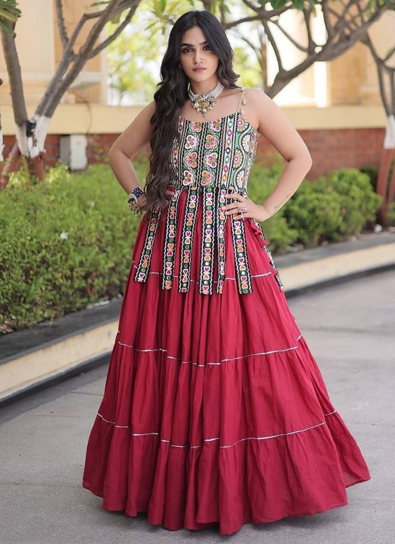 women cotton navratri lehenga choli with gota patti & lace work set for women-full stitched free size