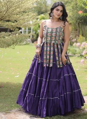 women cotton navratri lehenga choli with gota patti & lace work set for women-full stitched free size 3