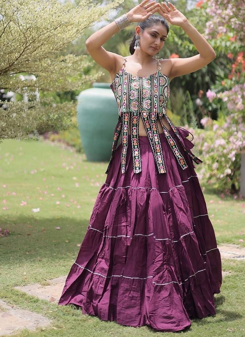 women cotton navratri lehenga choli with gota patti & lace work set for women-full stitched free size