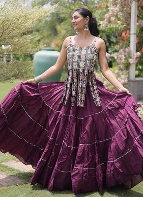 women cotton navratri lehenga choli with gota patti & lace work set for women-full stitched free size 2