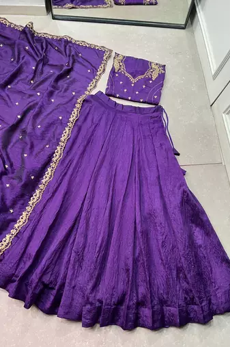 Silk bridesmaids Lehenga Choli with Sequins & Zari Thread Work