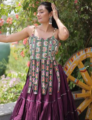 women cotton navratri lehenga choli with gota patti & lace work set for women-full stitched free size 4