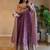 Women's lavender zari sequence embroidery work anarkali gown with dupatta