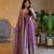 Women's lavender zari sequence embroidery work anarkali gown with dupatta