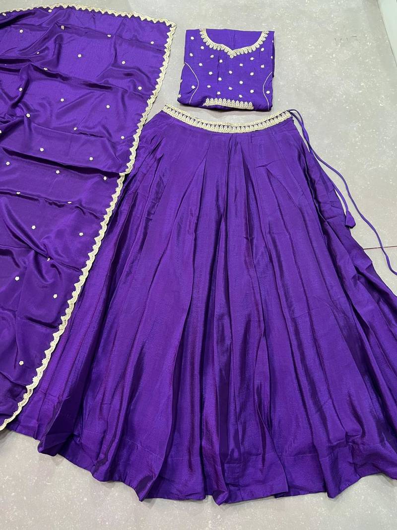 Royal Chinon Embroidered Lehenga with Sequins Detailing