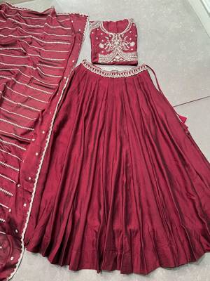 Women Rangoli silk blend blend Embellished Lehenga Choli with Sequins & Thread  6
