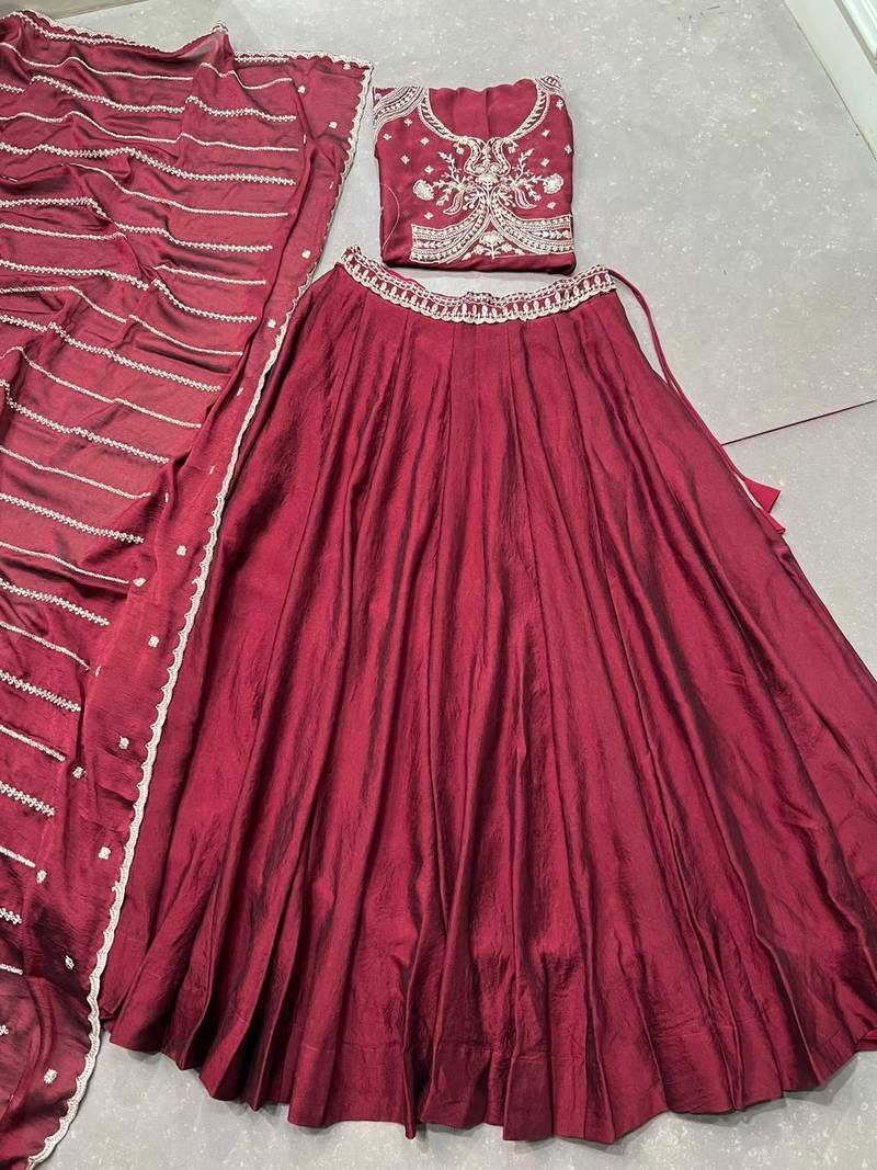 Women Rangoli silk blend blend Embellished Lehenga Choli with Sequins & Thread 
