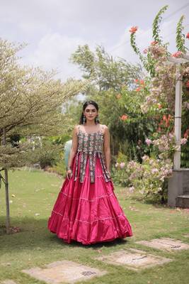 women cotton navratri lehenga choli with gota patti & lace work set for women-full stitched free size 1