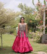 women cotton navratri lehenga choli with gota patti & lace work set for women-full stitched free size
