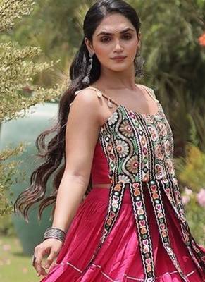 women cotton navratri lehenga choli with gota patti & lace work set for women-full stitched free size 3