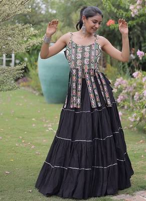 women cotton navratri lehenga choli with gota patti & lace work set for women-full stitched free size 3