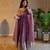 Women's lavender zari sequence embroidery work anarkali gown with dupatta