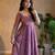 Women's lavender zari sequence embroidery work anarkali gown with dupatta