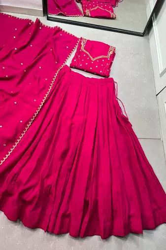 Silk bridesmaids Lehenga Choli with Sequins & Zari Thread Work