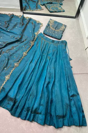 Silk bridesmaids Lehenga Choli with Sequins & Zari Thread Work