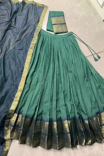 Pure Chanderi Zari Weaving Lehenga Choli with Dupatta