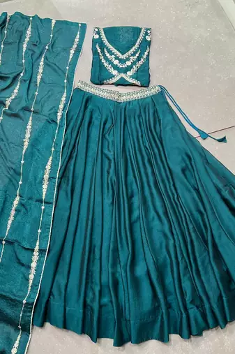 Women Rangoli silk blend Embellished Lehenga Choli with Sequins & Thread 