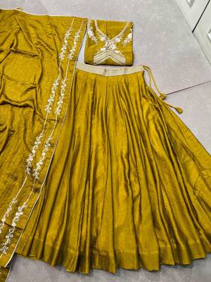 Women Rangoli silk blend blend Embellished Lehenga Choli with Sequins & Thread  6