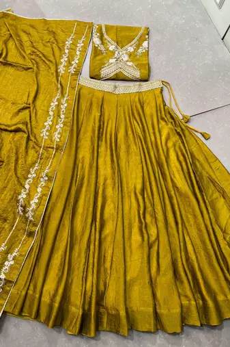 Women Rangoli silk blend Embellished Lehenga Choli with Sequins & Thread 