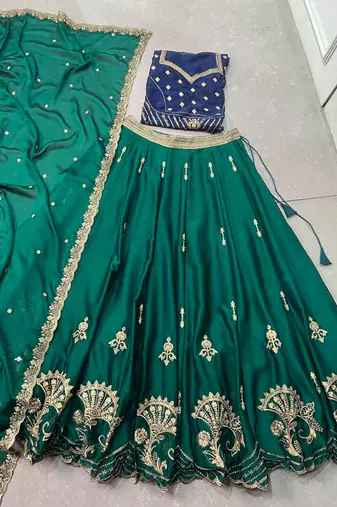 Rangoli silk blend Lehenga Choli with Sequins & Thread Embroidery