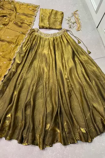  Ready Fendi Fabric Sequins Embroidered Lehenga Choli