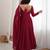 Women's maroon heavy mal chanderi anarkali kurta set with mirror handwork lace dupatta for festive wear