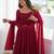 Women's maroon heavy mal chanderi anarkali kurta set with mirror handwork lace dupatta for festive wear
