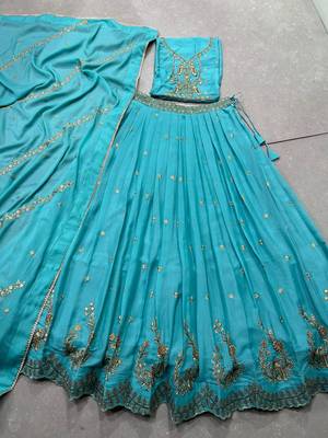 Georgette Sequins and Resham Lehenga Choli Set for Wedding & Festivals 6