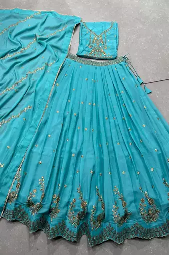 Georgette Sequins and Resham Lehenga Choli Set for Wedding & Festivals