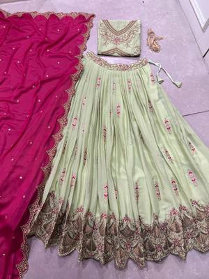 Georgette Sequins and Resham Work Lehenga Choli Set for Wedding & Festivals 6