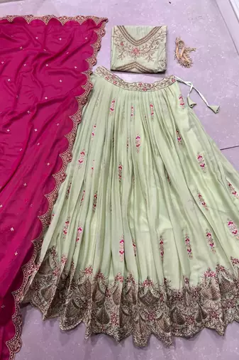Georgette Sequins and Resham Work Lehenga Choli Set for Wedding & Festivals