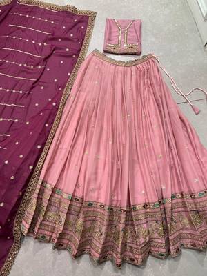 Georgette Sequins and Resham Work Lehenga Choli Set for Wedding & Festivals 6