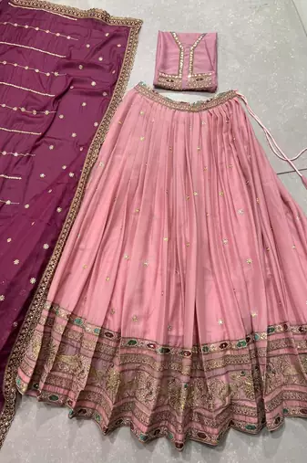 Georgette Sequins and Resham Work Lehenga Choli Set for Wedding & Festivals