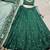 green thread work vichitra silk scalloped border lehenga
