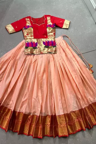 Women's Cotton Silk Jacquard Zari Work Lehenga Choli