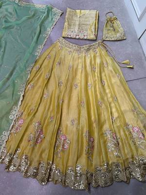  Moss silk blend blend Embroidered Lehenga Choli for & Wedding Wear 6