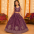 Kid's embroidered lehenga choli set in chocolate silk with beads work for wedding