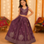 Kid's embroidered lehenga choli set in chocolate silk with beads work for wedding
