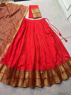  Chanderi Zari Weaving Lehenga Choli with Dupatta 5