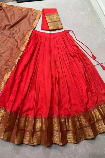 Pure Chanderi Zari Weaving Lehenga Choli with Dupatta