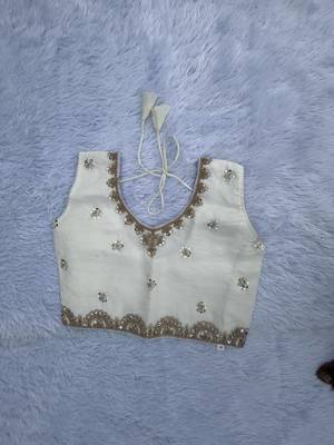 Off white embroidered girls lehenga choli set in fandy silk with khatli beads work for wedding 4