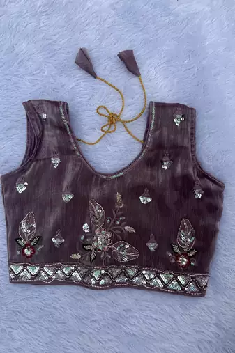 Kid's mauve embroidered barabari silk lehenga choli with bits work and tawil net dupatta for wedding