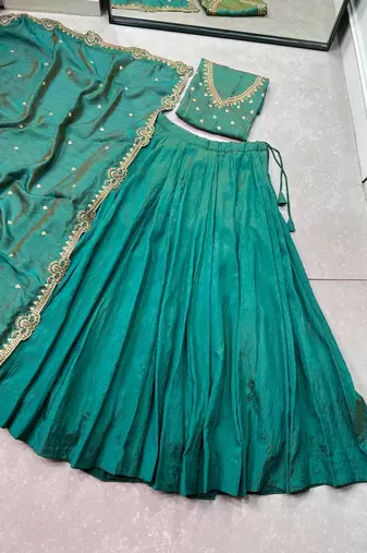 silk blend bridesmaids Lehenga Choli with Sequins & Zari Thread 