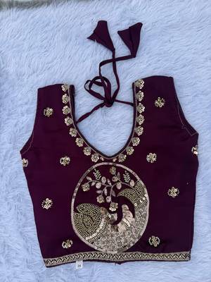 Kid's embroidered girls satin silk lehenga choli set with khatli beads work for wedding 4