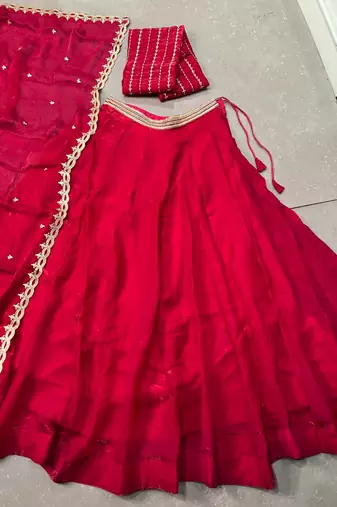 Fendi Silk Sequins & Threadwork Embroidered Lehenga Choli
