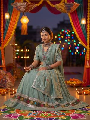 SKY ROMAN silk blend READYMADE NAVRATRI LEHENGA CHOLI 2