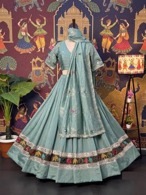 SKY ROMAN silk blend READYMADE NAVRATRI LEHENGA CHOLI 5